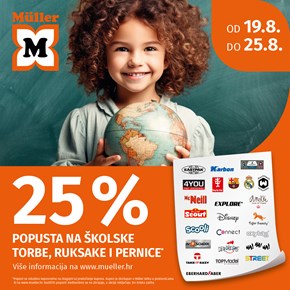 Müller: 25% na školske torbe, ruksake i pernice