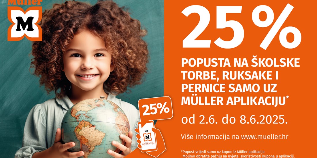 Müller: 25% na školske torbe, ruksake i pernice