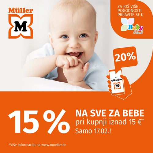 Dan beba u Mülleru - 20% popusta na baby asortiman uz Müller aplikaciju*