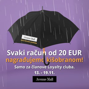 Svaki račun od 20 EUR nagrađujemo kišobranom