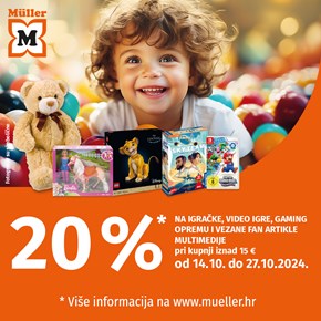 Müller: 20% popusta <br/> na igračke, video igre