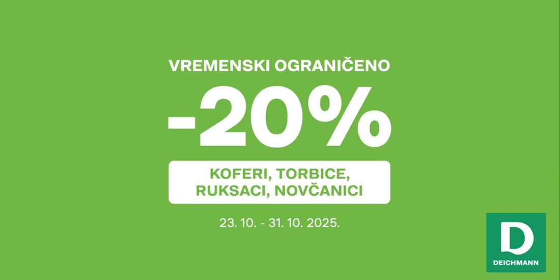  Deichmann akcija -20% na kofere, ruksake, torbice i novčanike