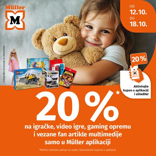 Müller - 20% na igračke, video igre, gaming opremu i vezane fan artikle multimedije