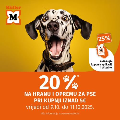 Müller: 20% na hranu i opremu za pse